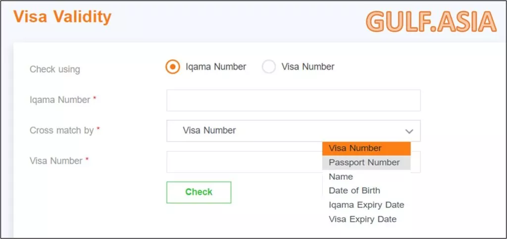 You need to fill Visa Number and Iqama Number to Check Visa Validity