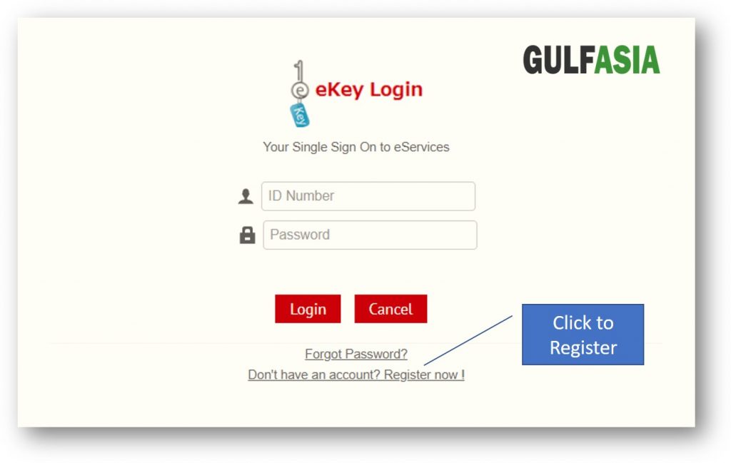 Click to register for Bahrain ekey account