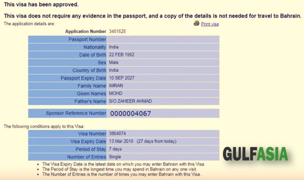 Bahrain valid visa online check